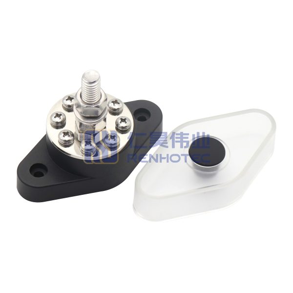 180A 3/8" Black Distribution Stud Junction Post -8 Terminal Block Bus Bar Kit - Image 7